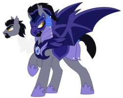 Size: 1121x900 | Tagged: safe, artist:faith-wolff, oc, oc only, bat pony, pony, armor, bat pony oc, beard, commission, facial hair, helmet, male, night guard, raised hoof, show accurate, simple background, slit pupils, solo, stallion, transparent background