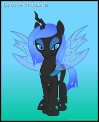 Size: 896x1096 | Tagged: safe, artist:dolenore, oc, oc only, oc:lampyridae, changeling, blue changeling, female, solo