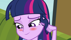 Size: 1920x1080 | Tagged: safe, screencap, twilight sparkle, equestria girls, g4, my little pony equestria girls, blushing, close-up, closeup on the face, female, solo