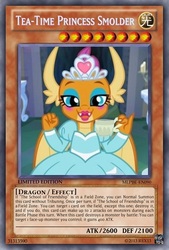 Size: 333x493 | Tagged: safe, artist:poppixierex, edit, edited screencap, screencap, smolder, dragon, g4, what lies beneath, card, claws, clothes, dragon wings, dragoness, dress, fangs, female, ojou-sama, open mouth, princess smolder, puffy sleeves, solo, text, wings, yu-gi-oh!