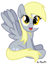 Size: 2952x4000 | Tagged: safe, artist:dzejpi, derpy hooves, pony, g4, dan vs fim, female, mare, paper eyes, signature, simple background, sitting, solo, transparent background, underp, vector
