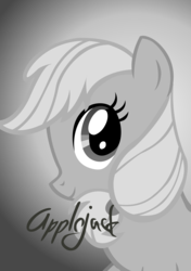 Size: 5000x7100 | Tagged: safe, artist:dzejpi, applejack, earth pony, pony, g4, absurd resolution, autograph, black and white, bust, female, grayscale, monochrome, photo, portrait, poster, solo, vector