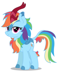 Size: 6302x7941 | Tagged: safe, artist:dragonchaser123, rainbow dash, kirin, sounds of silence, absurd resolution, cloven hooves, cute, dashabetes, female, kirin rainbow dash, kirin-ified, leonine tail, lidded eyes, looking at you, mare, simple background, solo, species swap, standing, transparent background