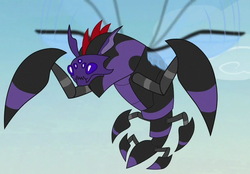 Size: 645x450 | Tagged: safe, screencap, pharynx, g4, to change a changeling, changeling mega evolution, cropped, flying, solo