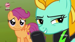 Size: 1920x1080 | Tagged: safe, screencap, lightning dust, scootaloo, pony, g4, the washouts (episode), wavy mouth
