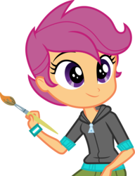 Size: 3000x3906 | Tagged: safe, artist:cloudy glow, scootaloo, equestria girls, g4, my little pony equestria girls: rainbow rocks, .ai available, clothes, cute, cutealoo, female, high res, paintbrush, shorts, simple background, solo, transparent background, vector