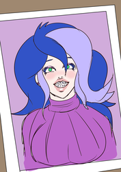 Size: 1060x1500 | Tagged: safe, artist:annon, princess luna, human, equestria girls, g4, adorkable, bimbo, bimbo luna, braces, cute, dork, female, humanized, solo