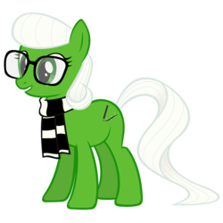 Size: 2667x2667 | Tagged: safe, artist:breadking, oc, oc only, oc:shamrock soda, earth pony, pony, clothes, female, glasses, high res, mare, scarf, simple background, solo, transparent background, vector