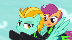 Size: 1280x720 | Tagged: safe, screencap, lightning dust, scootaloo, g4, the washouts (episode)