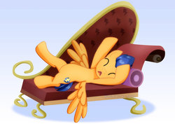 Size: 1600x1131 | Tagged: safe, artist:jucamovi1992, flash sentry, pegasus, pony, g4, crying, fainting couch, male, sofa bed, stallion
