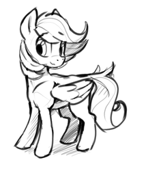 Size: 472x552 | Tagged: safe, artist:dimfann, rainbow dash, pegasus, pony, g4, female, grayscale, monochrome, sketch, smiling, solo