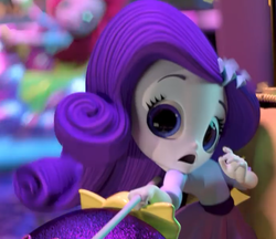 Size: 688x594 | Tagged: safe, screencap, rarity, equestria girls, g4, cropped, doll, equestria girls minis, female, fun at the theme park, shocked, toy