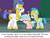 Size: 525x399 | Tagged: safe, edit, edited screencap, editor:korora, screencap, cozy glow, guardian angel (g4), pegasus, pony, g4, school raze, arrested, caption, caught, cozy glow is not amused, cozybuse, cropped, dragnet, female, filly, floppy ears, flower, foal, guardsmare, hoof shoes, male, mare, messy mane, royal guard, royal guard armor, school of friendship, stallion