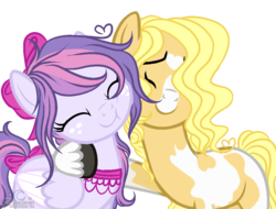 Size: 1065x811 | Tagged: safe, artist:aledera, oc, oc only, oc:ivory, oc:lilac lilies, earth pony, pegasus, pony, base used, female, hug, mare, nuzzling, simple background, squishy cheeks, transparent background