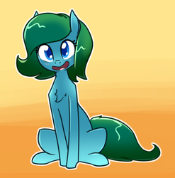 Size: 886x898 | Tagged: safe, artist:whatsapokemon, oc, oc only, oc:blue jade, pony, female, looking at you, mare, open mouth, simple background, smiling, solo