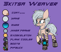 Size: 2800x2400 | Tagged: safe, artist:nekro-led, oc, oc only, oc:skitsa weaver, android, robot, fallout, high res, pipbuck, reference sheet, scar, solo