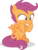 Size: 3903x5169 | Tagged: safe, artist:shutterflyeqd, scootaloo, pegasus, pony, g4, the washouts (episode), cute, cutealoo, cutie mark, excited, female, filly, hooves on cheeks, simple background, sitting, solo, squishy cheeks, transparent background, vector