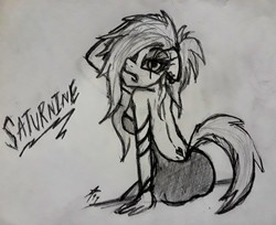 Size: 1785x1456 | Tagged: safe, oc, oc only, earth pony, anthro, anthro oc, black and white, clothes, dress, grayscale, hair bun, hair over one eye, messy mane, monochrome, ponytail, solo, tattoo