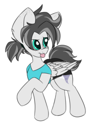 Size: 1034x1377 | Tagged: safe, artist:k-kopp, oc, oc only, oc:grey winds, pegasus, pony, clothes, female, freckles, ponytail, shorts, simple background, solo, tongue out, transparent background