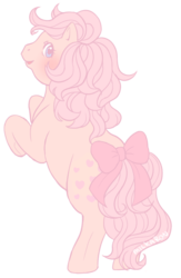 Size: 492x754 | Tagged: safe, artist:milkaron, peachy, g1, bow, looking at you, rearing, simple background, tail bow, transparent background, wingding eyes