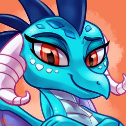 Size: 1800x1800 | Tagged: safe, artist:whitediamonds, princess ember, dragon, g4, crossed arms, dragoness, female, looking at you, smiling, solo