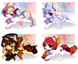 Size: 900x734 | Tagged: safe, artist:snow angel, oc, oc:candy cream, oc:heart, oc:pamela sweet, oc:pumpkin lantern, bat pony