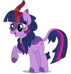 Size: 5000x5200 | Tagged: safe, artist:dragonchaser123, twilight sparkle, kirin, g4, sounds of silence, absurd resolution, cloven hooves, cute, female, kirin twilight, kirin-ified, leonine tail, open mouth, raised hoof, simple background, smiling, solo, species swap, transparent background, twiabetes, vector