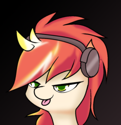 Size: 774x800 | Tagged: safe, artist:pencil bolt, oc, oc only, oc:tomyum, pegasus, pony, female, headphones, mare, thailand, tongue out