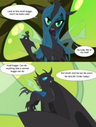 Size: 850x1117 | Tagged: safe, artist:tarajenkins, edit, queen chrysalis, changeling, cupidite, g4, commercial, cuteling, small pony, smolpone