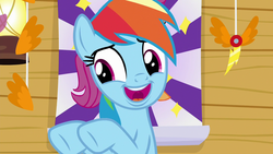Size: 1280x720 | Tagged: safe, screencap, rainbow dash, pegasus, pony, g4, the washouts (episode), clubhouse, crusaders clubhouse, cute, dashabetes, female, mare, open mouth, solo