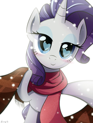 Size: 3000x4000 | Tagged: safe, artist:jeremywithlove, rarity, pony, unicorn, g4, blushing, clothes, female, heart eyes, lidded eyes, looking at you, mare, offscreen character, pov, scarf, sexy, simple background, smiling, solo, white background, wingding eyes