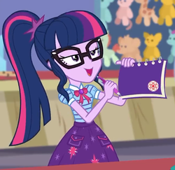 Size: 648x630 | Tagged: safe, screencap, sci-twi, twilight sparkle, equestria girls, equestria girls specials, g4, my little pony equestria girls: better together, my little pony equestria girls: rollercoaster of friendship, book, clothes, cropped, female, geode of telekinesis, glasses, ponytail, solo