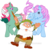 Size: 400x389 | Tagged: safe, artist:dreamvalleymlp, fizzy, moochick, wind whistler, gnome, pegasus, pony, unicorn, g1, simple background, transparent background, watermark