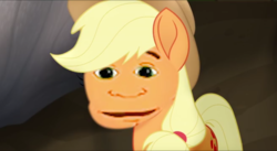 Size: 1475x806 | Tagged: safe, edit, edited screencap, screencap, applejack, g4, my little pony: the movie, hungry pumpkin, meme, pumkin, wat, why, wtf, youtube poop