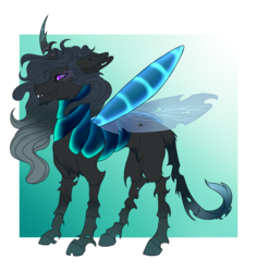 Size: 1906x2019 | Tagged: safe, artist:absolutecactus, oc, oc only, oc:morphis, changeling, hybrid, interspecies offspring, next generation, nextgen:entroverse, offspring, parent:king sombra, parent:queen chrysalis, parents:sombralis, queen umbra, reference sheet, simple background, solo, transparent background