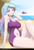 Size: 678x1000 | Tagged: safe, alternate version, artist:clouddg, princess celestia, principal celestia, equestria girls, g4, armpits, beach, belly button, big breasts, breasts, busty princess celestia, clothes, female, human coloration, multiple variants, navel cutout, ocean, one-piece swimsuit, praise the sun, sand, sexy, signature, solo, stupid sexy celestia, swimsuit, thighs