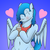 Size: 2048x2048 | Tagged: safe, artist:tacomytaco, oc, oc only, pegasus, pony, bandana, belly button, bipedal, blushing, eyes closed, gradient background, heart, high res, male, spread wings, straw, wings