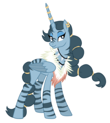 Size: 533x598 | Tagged: safe, artist:f2u-mlp-vectors, idw, queen parabola, alicorn, pony, zebra, zebra alicorn, g4, ear piercing, earring, female, horn, horn ring, idw showified, jewelry, mare, piercing, simple background, solo, transparent background, vector