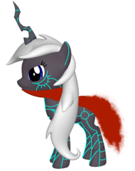 Size: 2288x2892 | Tagged: safe, alternate version, artist:liolu, oc, pony, 3d, 3d model, blue eyes, cape, clothes, furi, grey skin, high res, horn, male, on side, png, ponified, rider (furi), simple background, transparent background, white hair