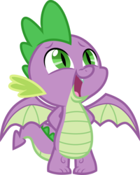 Size: 3000x3748 | Tagged: safe, artist:cloudy glow, spike, dragon, g4, marks for effort, arm behind back, baby, baby dragon, cute, eyebrows, fangs, green eyes, high res, looking up, male, nervous, simple background, solo, spikabetes, spread wings, transparent background, vector, winged spike, wings