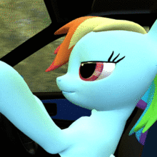 Size: 220x220 | Tagged: safe, rainbow dash, g4, 3d, animated, brake failure, car, driving, female, gif, imminent crash, imminent death, pedal, source filmmaker, this will end in death, this will end in tears, this will end in tears and/or death, this will not end well