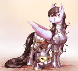 Size: 3082x2803 | Tagged: safe, artist:mykegreywolf, oc, oc only, oc:tail, pegasus, pony, armor, commission, female, helmet, high res, mare, solo