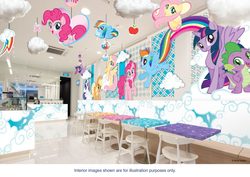 Size: 768x543 | Tagged: safe, applejack, fluttershy, pinkie pie, rainbow dash, rarity, spike, twilight sparkle, alicorn, pony, g4, cafe, cardboard twilight, mane six, singapore, stock vector, twilight sparkle (alicorn)