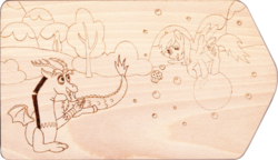 Size: 1024x589 | Tagged: safe, artist:malte279, derpy hooves, discord, g4, bubble, craft, cute, derpabetes, discute, food, muffin, outlines only, pyrography, traditional art