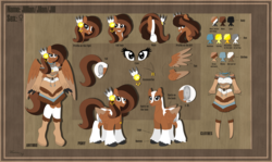 Size: 5700x3400 | Tagged: safe, artist:merienvip, oc, oc only, oc:gillian, pegasus, pony, anthro, absurd resolution, anthro with ponies, female, indian, mare, native american, reference sheet, solo, two toned wings