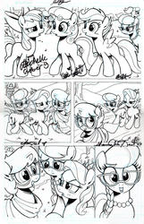 Size: 2159x3345 | Tagged: safe, artist:ponygoddess, idw, apple bloom, diamond tiara, prancy drew, scootaloo, silver spoon, sweetie belle, earth pony, pegasus, pony, unicorn, g4, spoiler:comic, spoiler:comicff16, autograph, bow, claire corlett, clothes, comic, cute, cutie mark crusaders, female, filly, glasses, hair bow, high res, ink drawing, jewelry, lineart, madeleine peters, michelle creber, necklace, shannon chan-kent, signed, silverbetes, sketch, sweater, tiara, traditional art