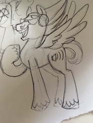 Size: 960x1280 | Tagged: safe, artist:lucklesslongshot, pony, hizashi yamada, monochrome, my hero academia, ponified, quirked pony, solo