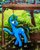 Size: 1024x1282 | Tagged: safe, artist:colorsceempainting, oc, oc only, oc:arcane gear, pony, unicorn, bus stop, canvas, grass, male, painting, solo, traditional art, tree