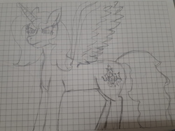 Size: 4608x3456 | Tagged: safe, artist:php185, alicorn, pony, angry, female, graph paper, solo, traditional art