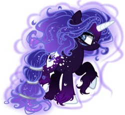 Size: 1183x1090 | Tagged: safe, artist:gihhbloonde, oc, oc only, oc:nightyx, pony, unicorn, colored horn, female, horn, magic, mare, simple background, solo, transparent background, unshorn fetlocks